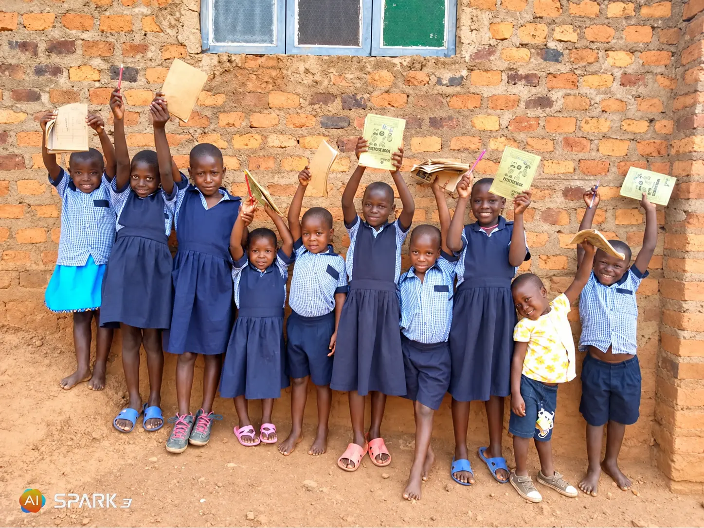 Schoolchildren celebrating together