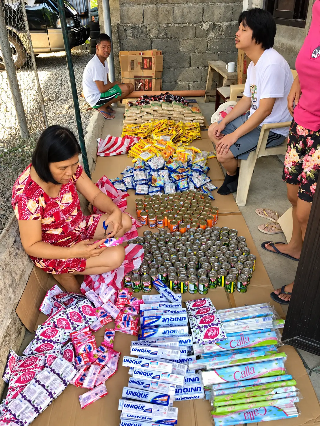 Packing food and essentials for distribution