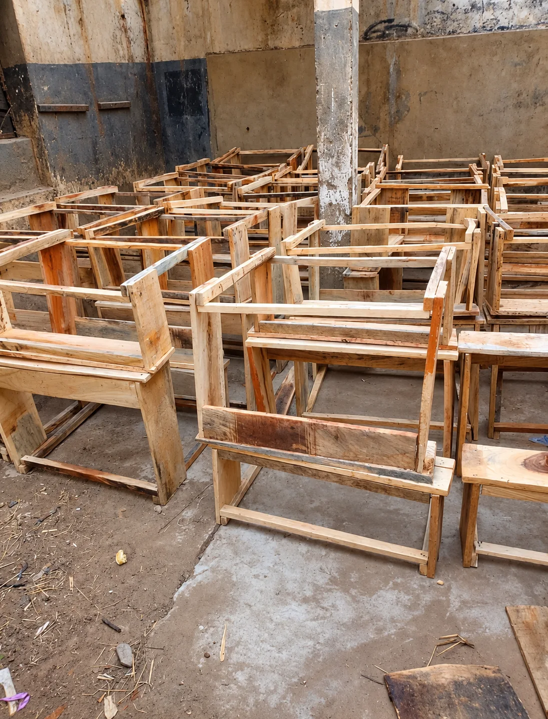 Wooden desks taking shape
